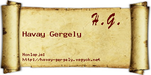 Havay Gergely névjegykártya